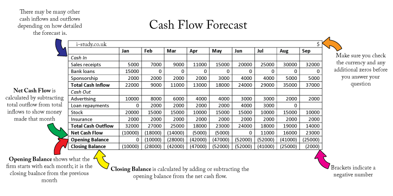 IB business studies cash flow forecast